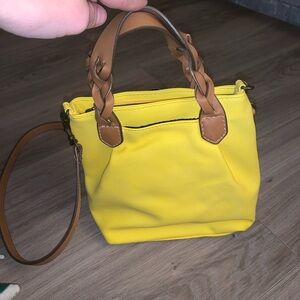Yellow and Tan Women's Handbag